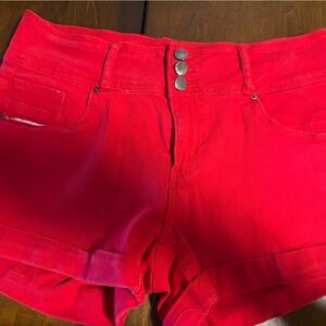 Stylish Red High Waist Women's Shorts